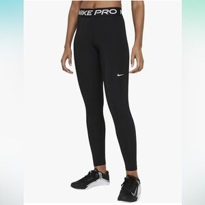 Nike Pro Women's Mid-Rise Mesh-Paneled Leggings, Black, Size Large, NWT